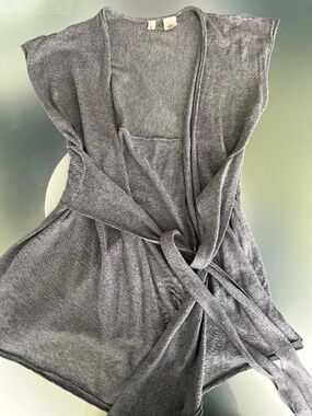 Grey Short Sleeve Wrap Cardigan